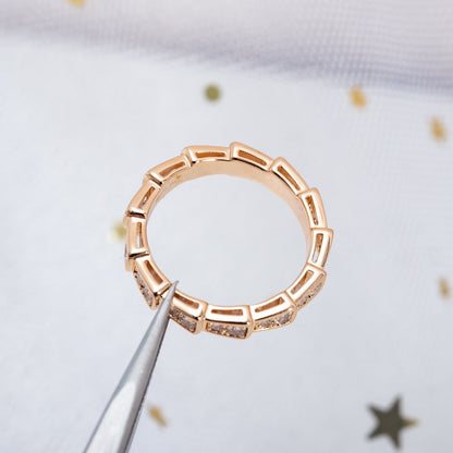 [CharmAmor]SERPENTI RING PINK GOLD DIAMOND PAVED 3MM