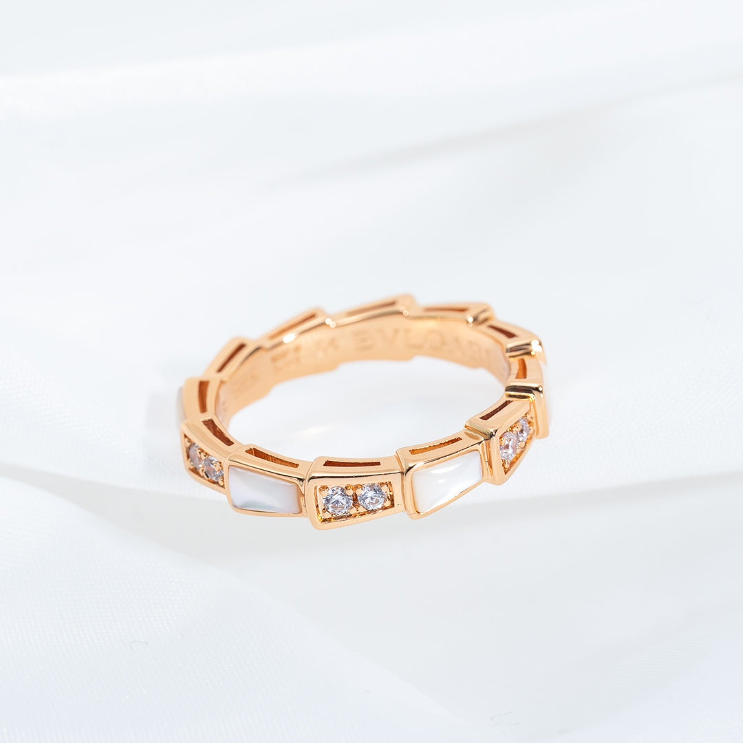 [CharmAmor]SERPENTI RING PINK GOLD DIAMOND MOP 3MM