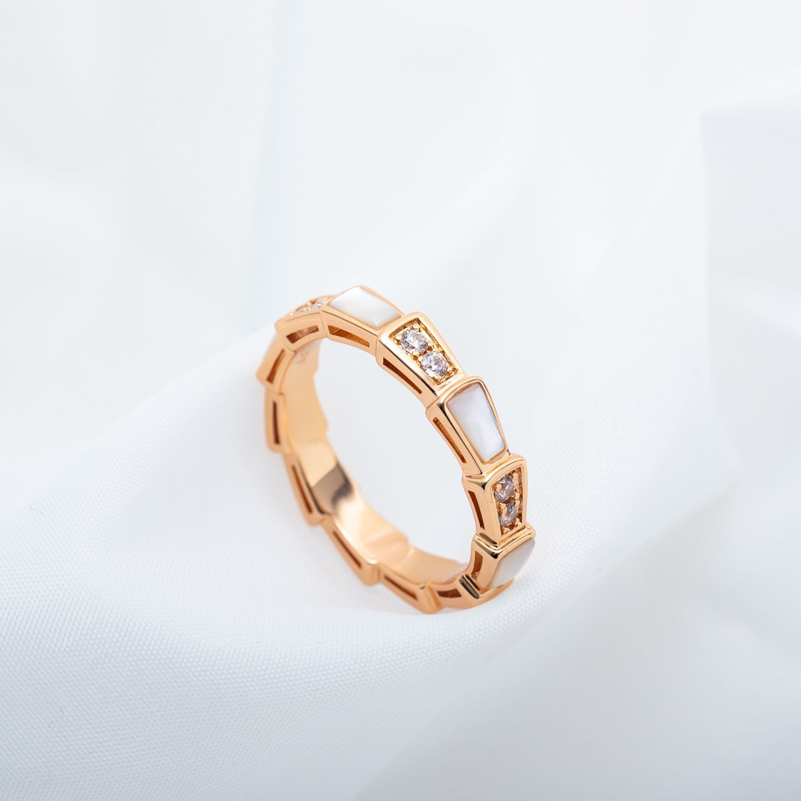 [CharmAmor]SERPENTI RING PINK GOLD DIAMOND MOP 3MM
