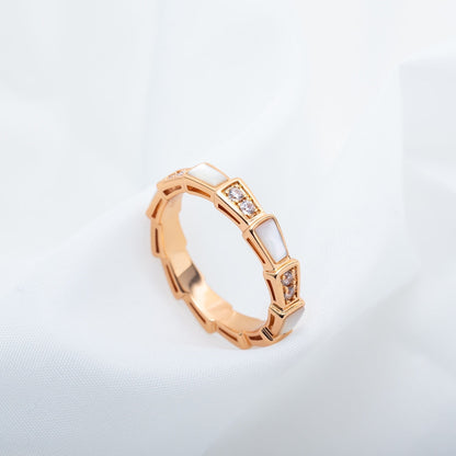 [CharmAmor]SERPENTI RING PINK GOLD DIAMOND MOP 3MM