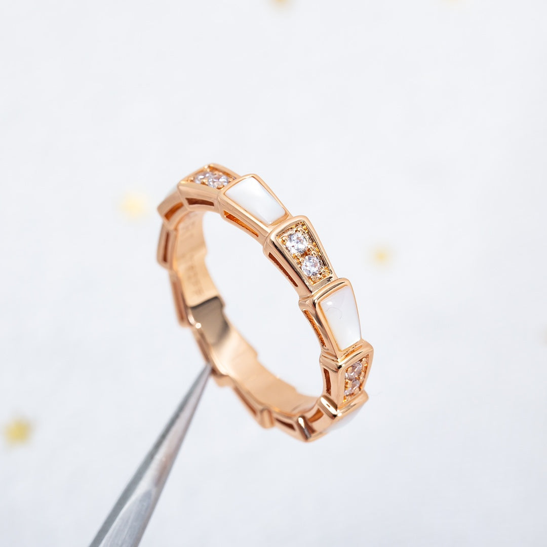 [CharmAmor]SERPENTI RING PINK GOLD DIAMOND MOP 3MM
