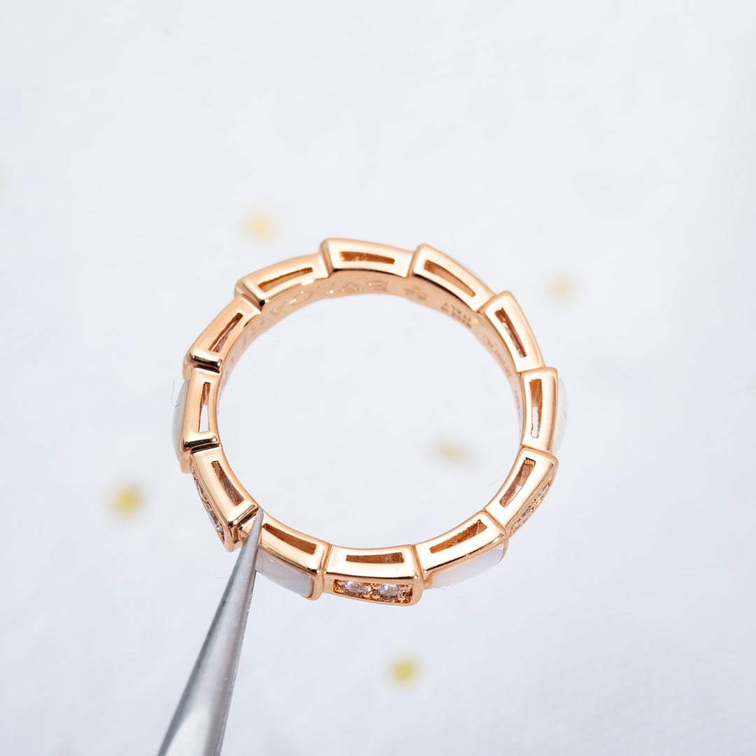 [CharmAmor]SERPENTI RING PINK GOLD DIAMOND MOP 3MM