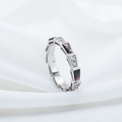 [CharmAmor]SERPENTI RING SILVER  DIAMOND BLACK MOP 3MM