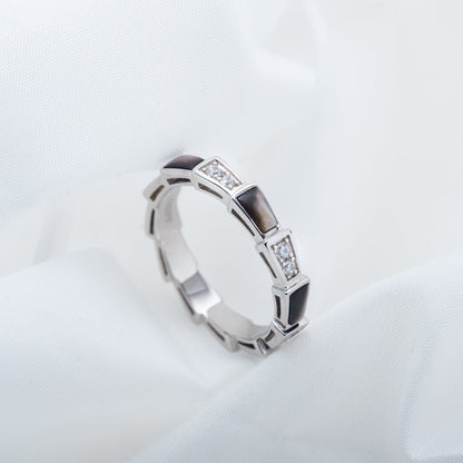 [CharmAmor]SERPENTI RING SILVER  DIAMOND BLACK MOP 3MM