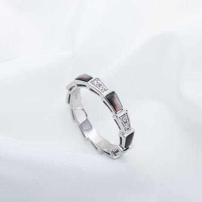 [CharmAmor]SERPENTI RING SILVER  DIAMOND BLACK MOP 3MM