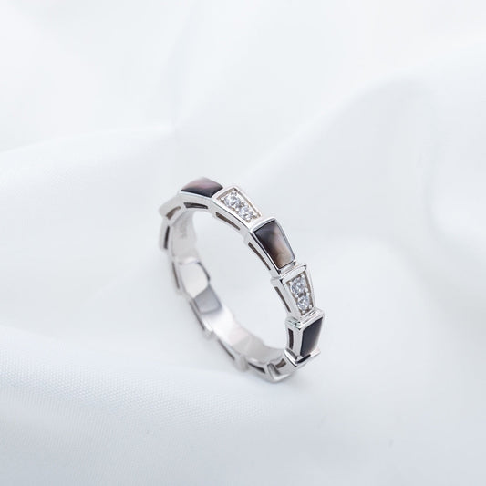 [CharmAmor]SERPENTI RING SILVER  DIAMOND BLACK MOP 3MM