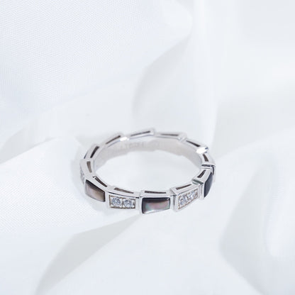 [CharmAmor]SERPENTI RING SILVER  DIAMOND BLACK MOP 3MM