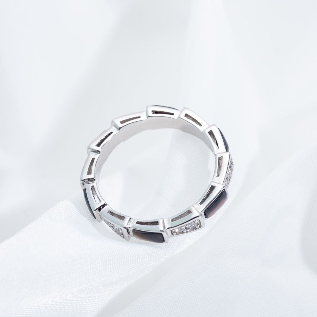 [CharmAmor]SERPENTI RING SILVER  DIAMOND BLACK MOP 3MM