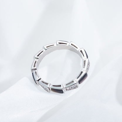 [CharmAmor]SERPENTI RING SILVER  DIAMOND BLACK MOP 3MM