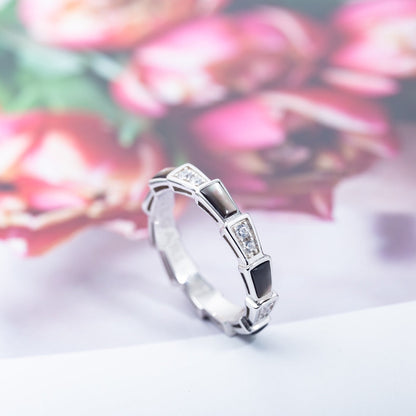 [CharmAmor]SERPENTI RING SILVER  DIAMOND BLACK MOP 3MM