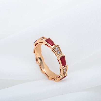 [CharmAmor]SERPENTI RING PINK GOLD CARNELIAN DIAMOND 3MM