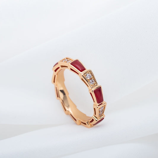 [CharmAmor]SERPENTI RING PINK GOLD CARNELIAN DIAMOND 3MM