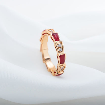 [CharmAmor]SERPENTI RING PINK GOLD CARNELIAN DIAMOND 3MM
