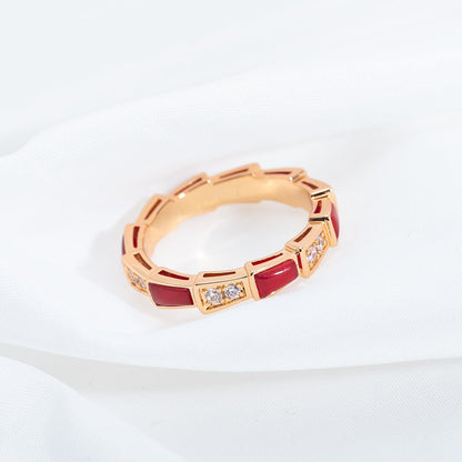 [CharmAmor]SERPENTI RING PINK GOLD CARNELIAN DIAMOND 3MM