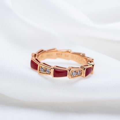 [CharmAmor]SERPENTI RING PINK GOLD CARNELIAN DIAMOND 3MM