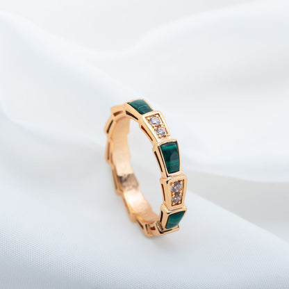 [CharmAmor]SERPENTI RING PINK GOLD MALACHITE DIAMOND 3MM