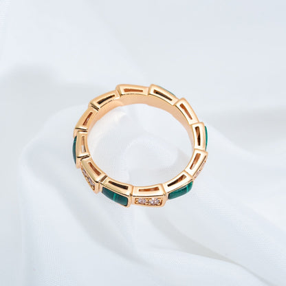 [CharmAmor]SERPENTI RING PINK GOLD MALACHITE DIAMOND 3MM