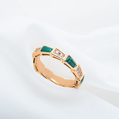 [CharmAmor]SERPENTI RING PINK GOLD MALACHITE DIAMOND 3MM