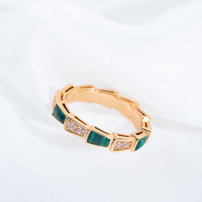 [CharmAmor]SERPENTI RING PINK GOLD MALACHITE DIAMOND 3MM