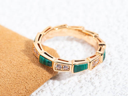 [CharmAmor]SERPENTI RING PINK GOLD MALACHITE DIAMOND 3MM