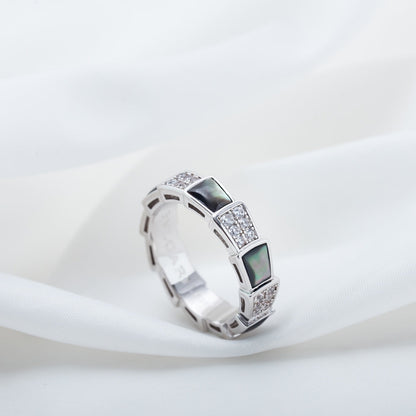 [CharmAmor]SERPENTI RING SILVER DIAMOND BLACK MOP 4MM