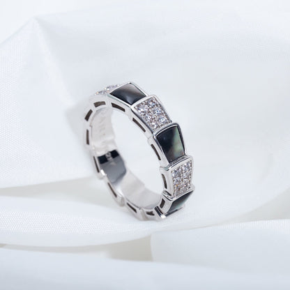 [CharmAmor]SERPENTI RING SILVER DIAMOND BLACK MOP 4MM
