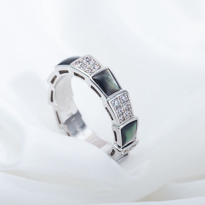 [CharmAmor]SERPENTI RING SILVER DIAMOND BLACK MOP 4MM