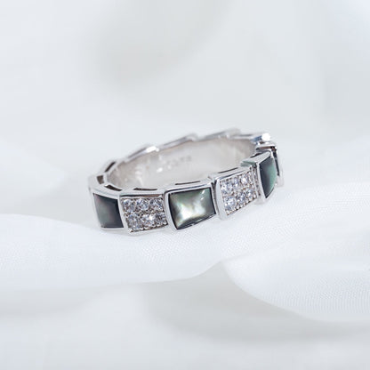 [CharmAmor]SERPENTI RING SILVER DIAMOND BLACK MOP 4MM