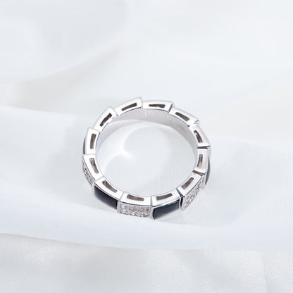 [CharmAmor]SERPENTI RING SILVER DIAMOND BLACK MOP 4MM