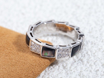 [CharmAmor]SERPENTI RING SILVER DIAMOND BLACK MOP 4MM