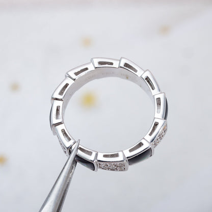 [CharmAmor]SERPENTI RING SILVER DIAMOND BLACK MOP 4MM