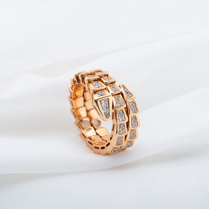 [CharmAmor]SERPENTI RING PINK GOLD DIAMOND DOUBLE ROW