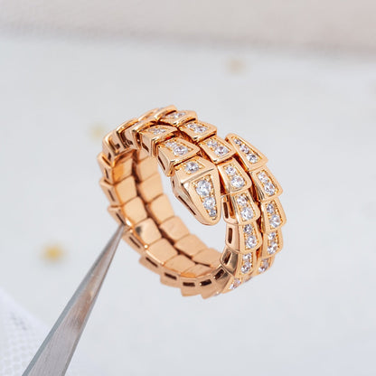 [CharmAmor]SERPENTI RING PINK GOLD DIAMOND DOUBLE ROW