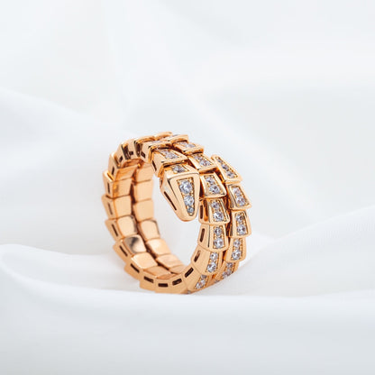 [CharmAmor]SERPENTI RING PINK GOLD DIAMOND DOUBLE ROW