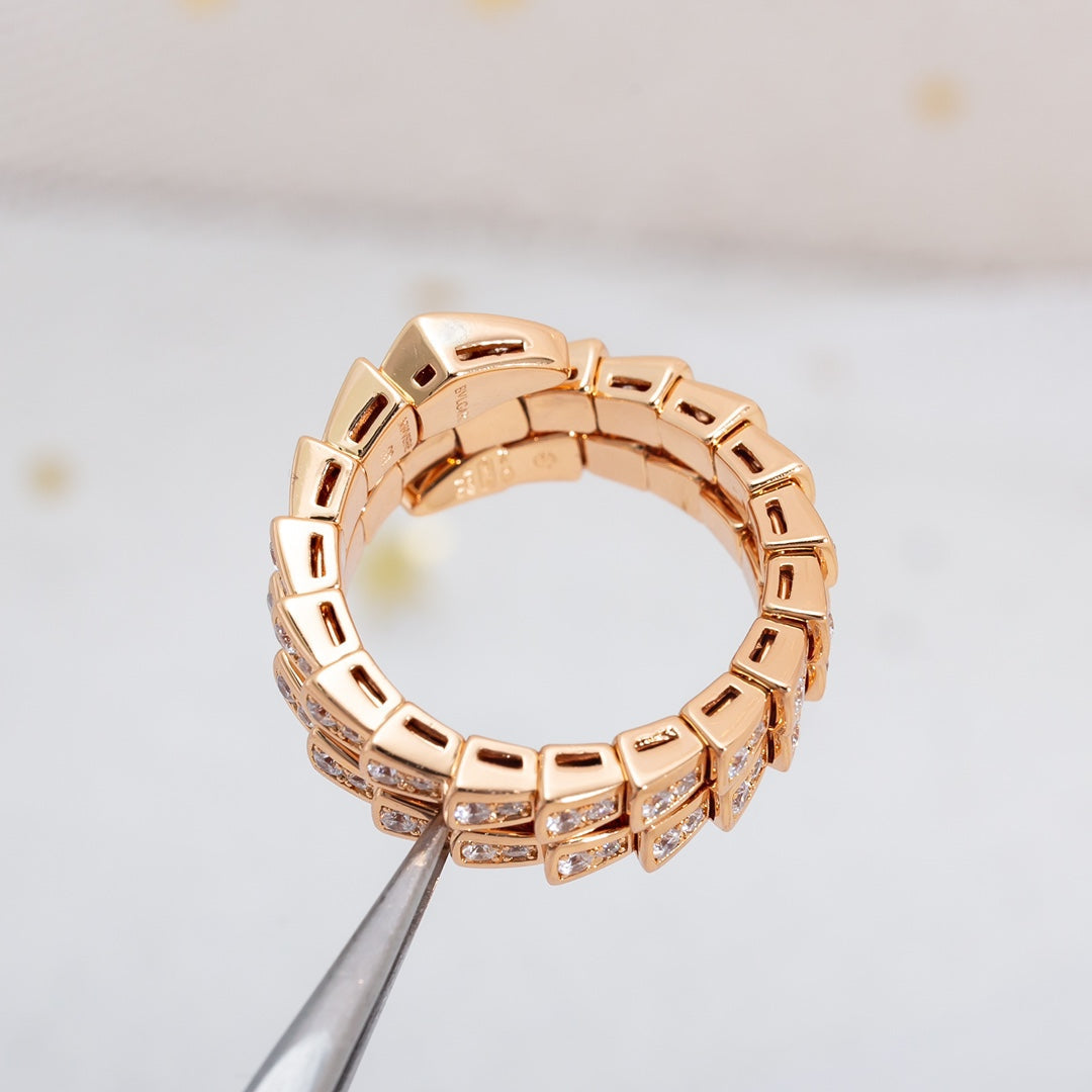 [CharmAmor]SERPENTI RING PINK GOLD DIAMOND DOUBLE ROW