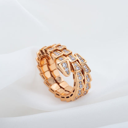 [CharmAmor]SERPENTI RING PINK GOLD DIAMOND DOUBLE ROW