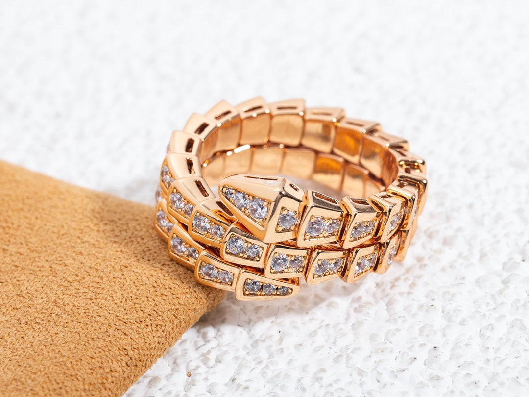 [CharmAmor]SERPENTI RING PINK GOLD DIAMOND DOUBLE ROW