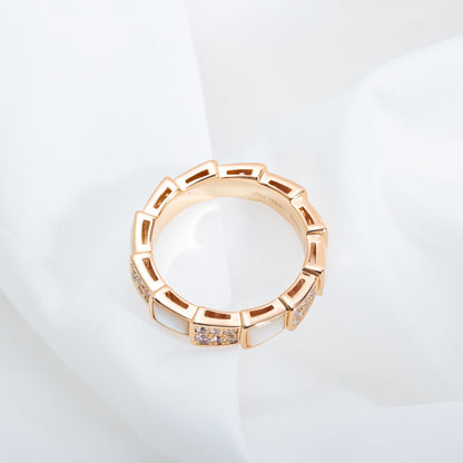 [CharmAmor]SERPENTI RING PINK GOLD MOP DIAMOND PAVED 4MM