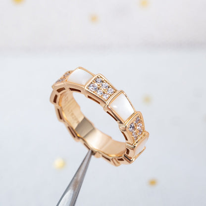 [CharmAmor]SERPENTI RING PINK GOLD MOP DIAMOND PAVED 4MM