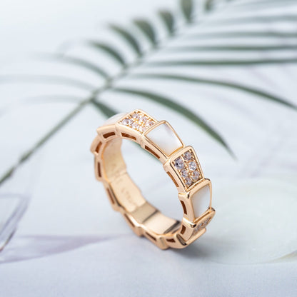 [CharmAmor]SERPENTI RING PINK GOLD MOP DIAMOND PAVED 4MM