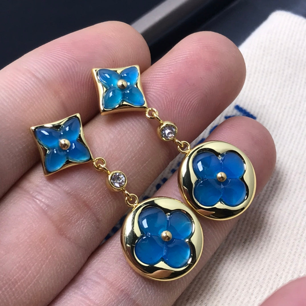 [CharmAmor]STAR AND SUN AGATE DIAMOND EARRINGS