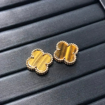 [CharmAmor]CLOVER MEDIUM 1 MOTIFS TIGER EYE EARRINGS