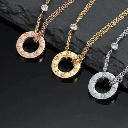 [CharmAmor]LOVE NECKLACE 16MM 2 DIAMONDS