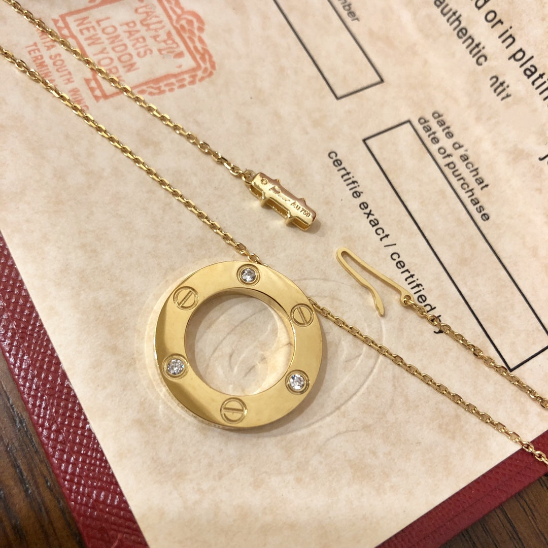 [CharmAmor]LOVE NECKLACE 16MM 3 DIAMONDS