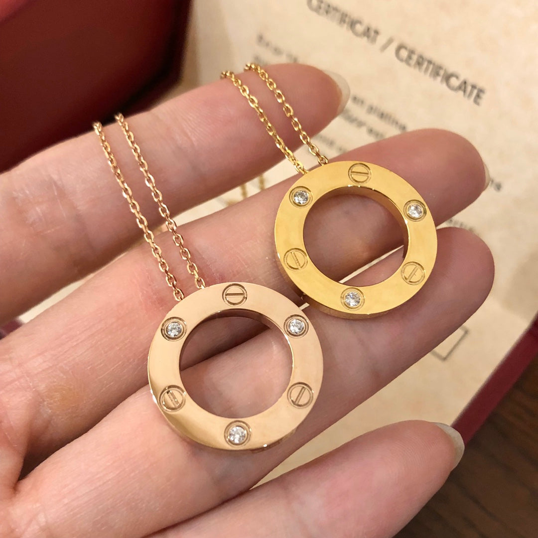 [CharmAmor]LOVE NECKLACE 16MM 3 DIAMONDS