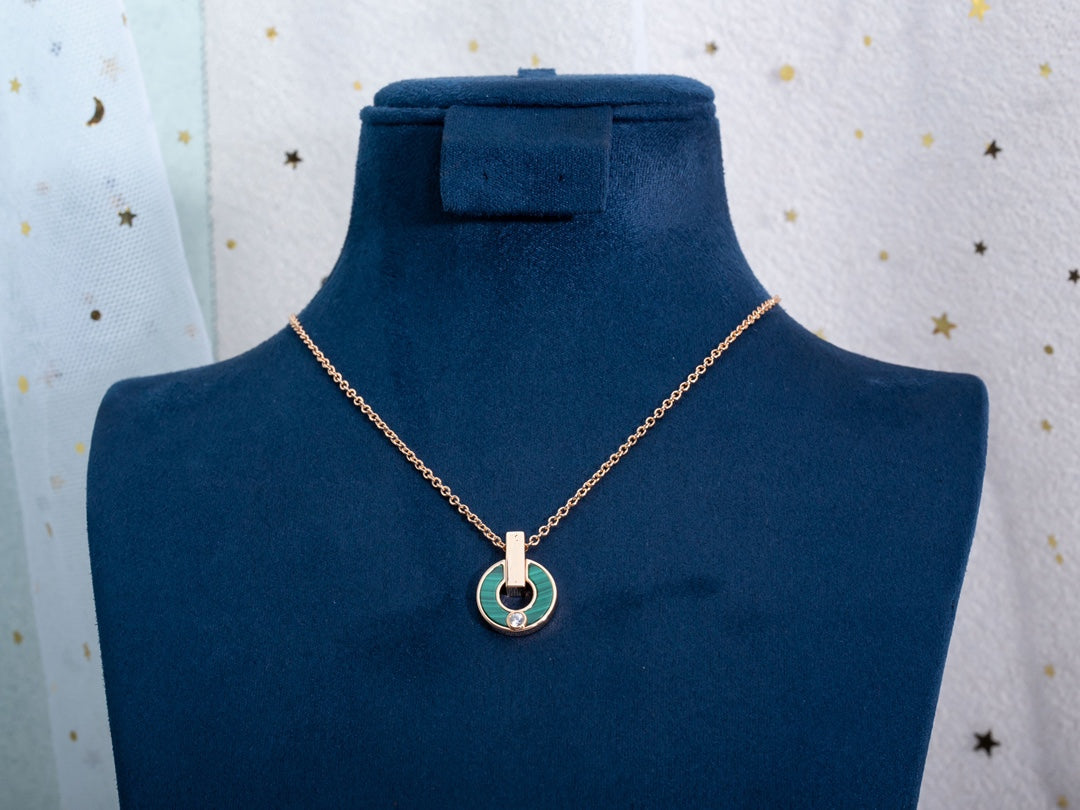 [CharmAmor]GARI NECKLACE PINK GOLD MALACHITE