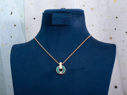 [CharmAmor]GARI NECKLACE PINK GOLD MALACHITE