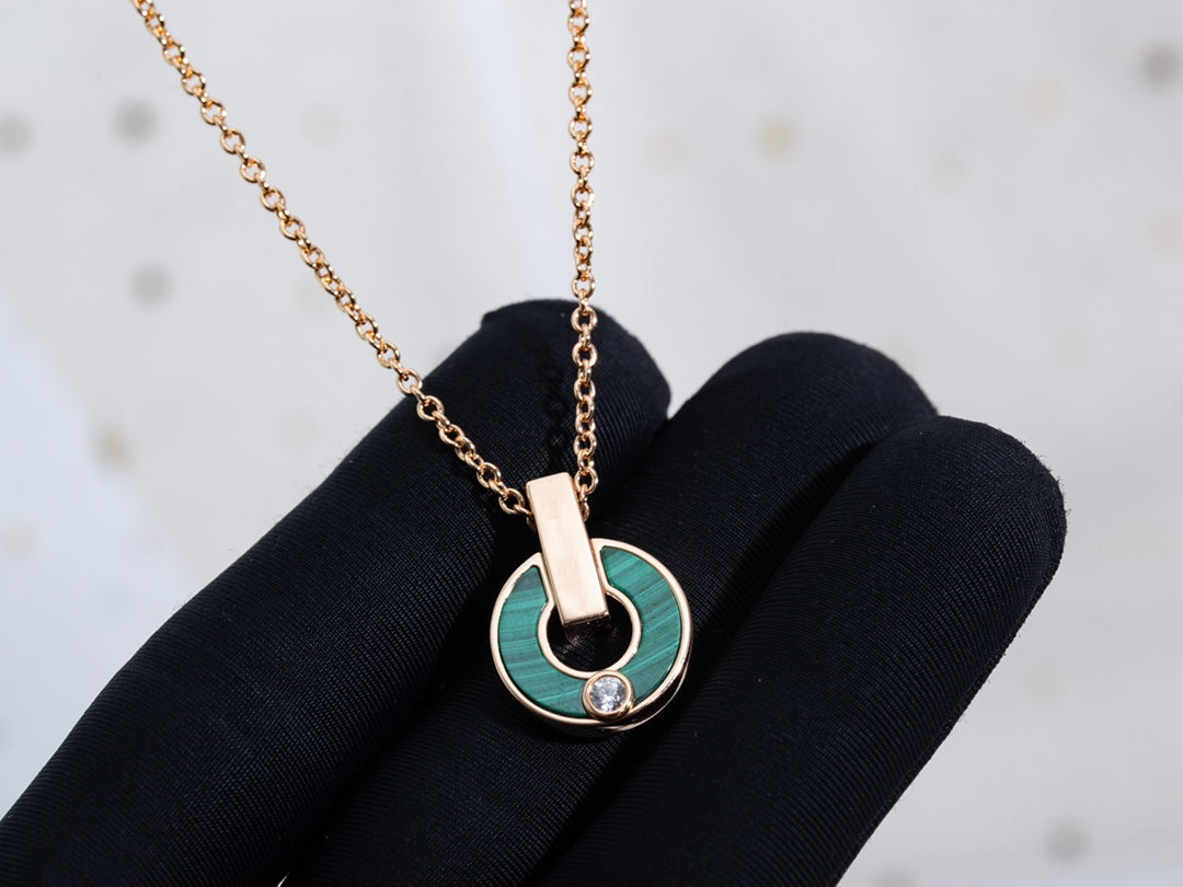 [CharmAmor]GARI NECKLACE PINK GOLD MALACHITE