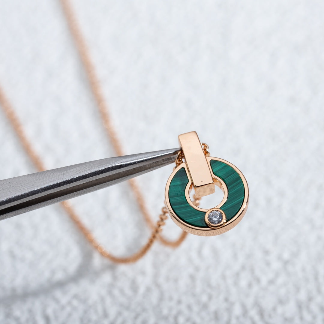 [CharmAmor]GARI NECKLACE PINK GOLD MALACHITE