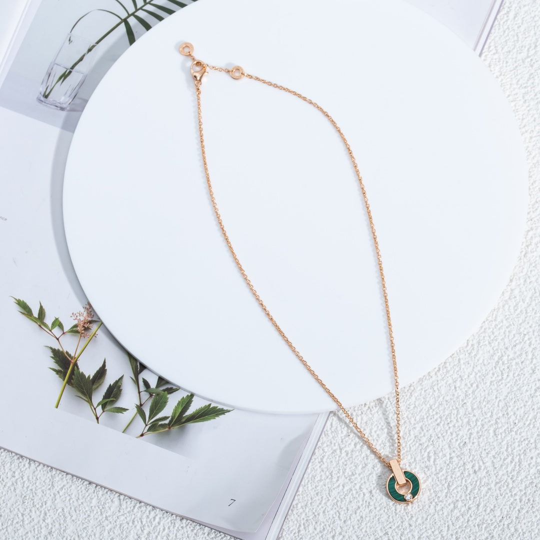 [CharmAmor]GARI NECKLACE PINK GOLD MALACHITE